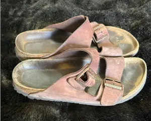 Vintage Birkenstock Arizona distressed Oiled Leather Sandals 8 shoes thumbnail 1