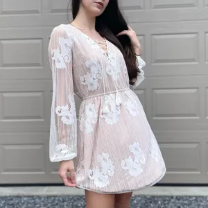 Lovers + Friends White Lace Sheer Illusion Bridal Mini Dress Medium thumbnail 5