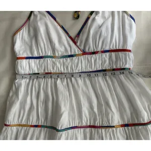 Antonio Melani Keri Tiered Dress White Cotton Rainbow Trim Size 8 Women’s thumbnail 8