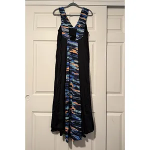 Maeve Anthropologie Tie Dye Watercolor‎ Black Blue Maxi Artsy Tank Flowy Dress thumbnail 5