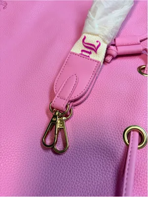 Juicy Viva La Juicy Gold Couture Bucket Bag with Guitar Strap, NWT Pink/White thumbnail 10
