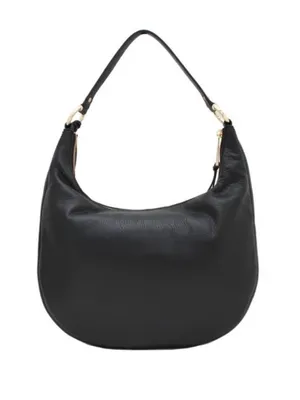 Michael Kors Rhea Black Pebbled Leather Hobo Shoulder Bag with Gold Hardware thumbnail 3