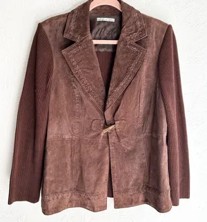 Vintage Suede & Knit Jacket Chocolate Brown Jacket toggle western heritage thumbnail 1