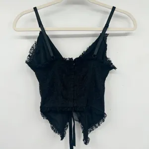 Mixed Threads Womens Y2K Black Lace Tie Front‎ Corset Going Out Top Bustier XS thumbnail 8