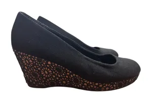 Maurices Melanie Black Wedge Pumps Floral Lace Heel Dark Romantic Women's 8 thumbnail 1