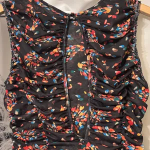 Free People Brielle Floral Ruched Black Dress small - Read thumbnail 4
