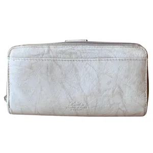 Buxton Beige Genuine Leather Organizer Wallet Zip Around Snap Clutch thumbnail 2