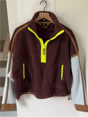 Free People FP Movement Mountain High Colorblock Half-Zip Fleece Cocoa Sky Combo thumbnail 3