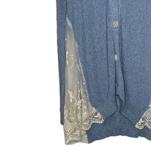 Altar'd State Cardigan Sweater Size Small Blue With White‎ Floral Lace Sides thumbnail 5