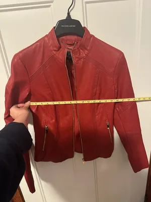 Red Faux Leather Jacket XS Extra Small thumbnail 8