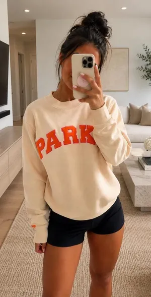 PARKE x Dunkin Varsity Mockneck Sweatshirt Latte Size Large NWT thumbnail 1
