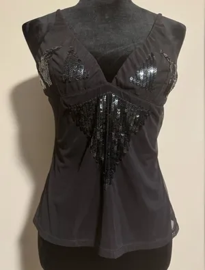 Victoria's Secret EUC Body by Victoria Sequin Black tank size large thumbnail 1