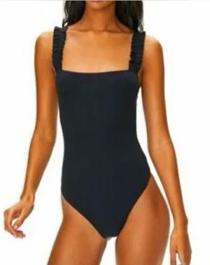 Aritzia Sunday Best Ribbed Ruffle Strap Bodysuit XS thumbnail 1