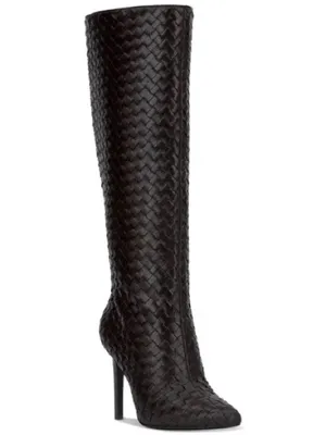 INC Savonia Woven Knee High Stiletto Boots in Black, Size 6.5, NEW in Box $229.5 thumbnail 2