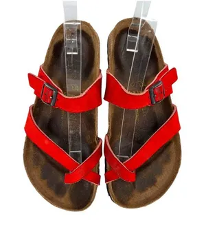 Papillio By Birkenstock Red Sueded Sandals Boho Gorpcore Size 36 US 5-5.5 thumbnail 1