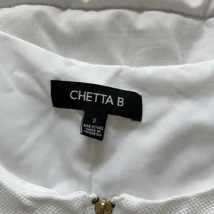 Chetta B Womens 2 White Full Front Zip Sheath Dress Office Casual Business‎ thumbnail 3