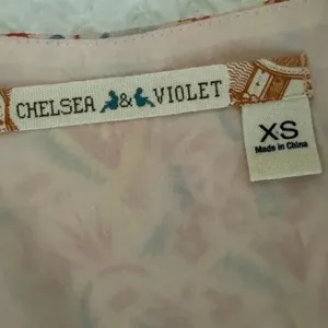 Chelsea & Violet Sz XS Floral Dress Lined Short Sleeve Belted Cottagecore Mini thumbnail 9