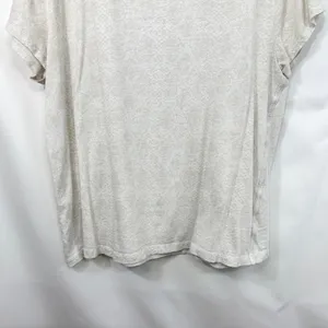 Athleta XL Top Short Sleeve Cotton Snakeskin White Cream Boxy Layering Base 593 thumbnail 8
