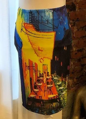 Pencil skirt with vibrant color print thumbnail 1