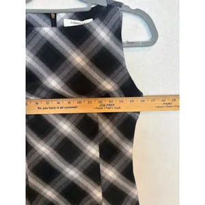 Commense Sleeveless Checked Zipper Mini Dress Black White Plaid Boat Neck NWT thumbnail 3