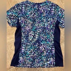 Scrubstar Blue and Purple Patterned Scrub Top thumbnail 2