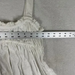Free People White Cotton Smocked Babydoll Cami Tank Top Sharkbite Hem Small thumbnail 2