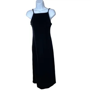 Vintage Maurices 90s Velvet Black Sleeveless High Neck‎ Dress 3/4 thumbnail 2