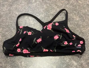 PINK Victoria's Secret Black Bralette with Pink Floral Print thumbnail 1