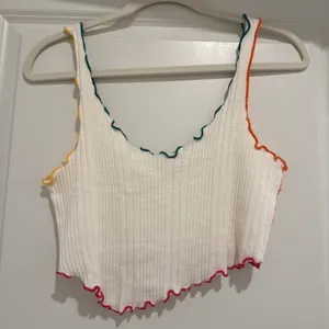 Urban Outfitters BDG Carmen Purple Asymmetrical Rainbow Trim Crop Tank Top thumbnail 4