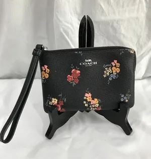 Coach Corner Zip PVC Leather Wild Flower Black Multi Wristlet thumbnail 1