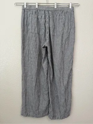 Old Navy Linen Cotton Blend High-Waisted Striped Wide-Leg Pants, Sz Large thumbnail 6