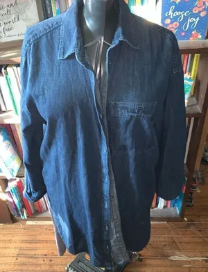 Gap dark wash normcore M denim classic collared tunic thumbnail 1
