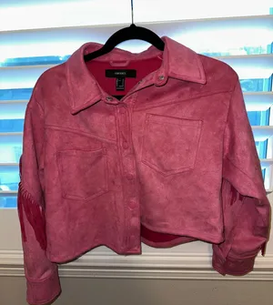 Forever 21 Pink Fringe Suede Jacket thumbnail 3