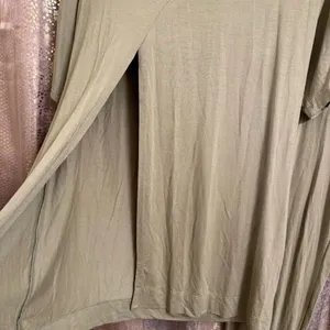 Free People Beach Olive Green Stretchy Long Slit Rayon Top Pants Set XS/S thumbnail 5