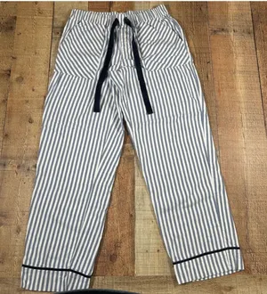 Aerie Pajama Pants Small Blue Stripe Velvet Trim Cozy Preppy Lounge Soft Classic thumbnail 1