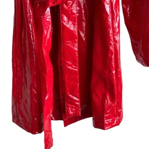 NWT Dolls Kill Flame Viral Vengeance red vinyl Belted trench coat XS Y2K thumbnail 5