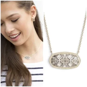 NWT! Kendra Scott Dollie Gold and Silver Filigree Pendant Necklace thumbnail 2