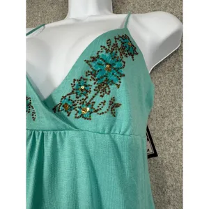 Y2K Cami Babydoll Top Women Large Beaded‎ Fairy Indie Coquette Bella NOS Vintage thumbnail 2