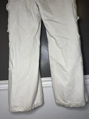 Cotton On Cargo Wide Leg Jeans Womens 10 White Light Wash Relaxed Denim thumbnail 9