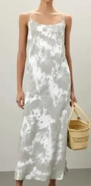 Thakoon Sleeveless Tie Dye Maxi Slip Dress Open Back Scoop Neck 0 Sage Green thumbnail 1
