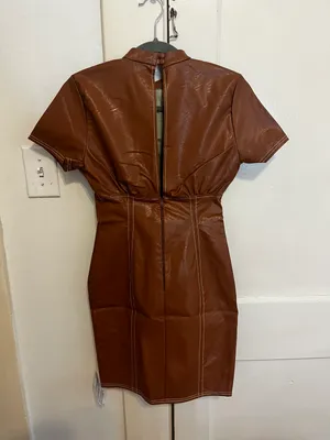 ASOS Brown Pleather Mini Dress thumbnail 8