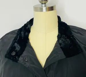 Black Fur Lined Cape Coat- Size Medium- Missing Belt thumbnail 4