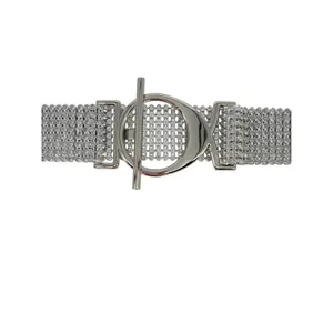 Sparkly Crystal Rhinestone Mesh Belt Silver‎ Wide Waist Statement Y2K Glam thumbnail 3