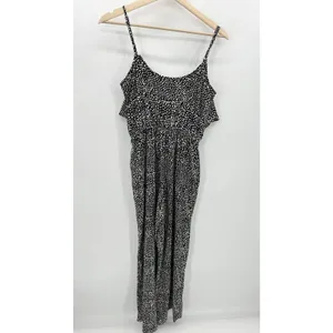 Bar‎ III Jumpsuit Women SMALL Black Cream Polka Dot Sleeveless Pockets Romper thumbnail 2