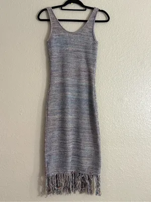 Future Collective Alani Noelle Multicolor Knit Fringe Hem Boho Dress Size Small thumbnail 8