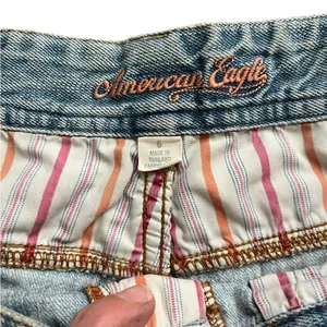 American Eagle Outfitters Y2K Light Blue Distressed Denim Cutoff Shorts thumbnail 5