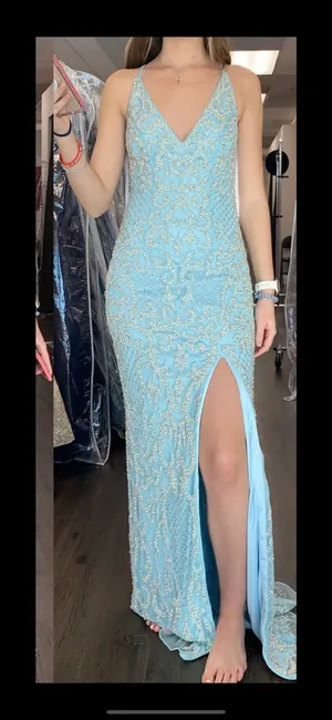 Baby Blue / Silver Sparkle Prom Dress thumbnail 5