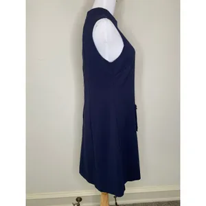NWT Harper Rose Navy Blue Shift Dress Mod 60s Style Front Gold Buttons Sz 8 thumbnail 3