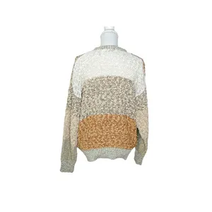 Vintage Y2k Kocal Womens Leaf Fall Theme Colorblock Sweater Tans Mint Green Sz L thumbnail 3