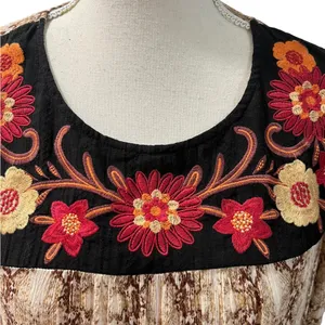 Savanna Jane Boho Floral Embroidered Gold Thread Long Sleeve Fall Blouse Size L thumbnail 4